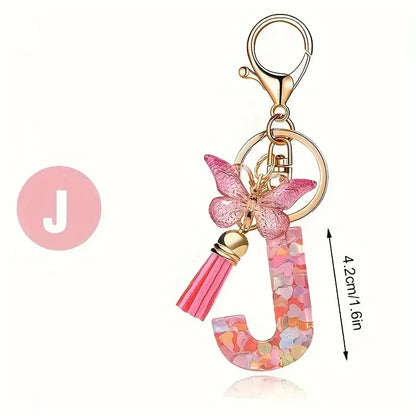 Fashion DIY A-Z Letters keychain Metal Holder Pendent Key Chain Women Car Key Ring Simple Letter Name Key Party Gift Jewelry 