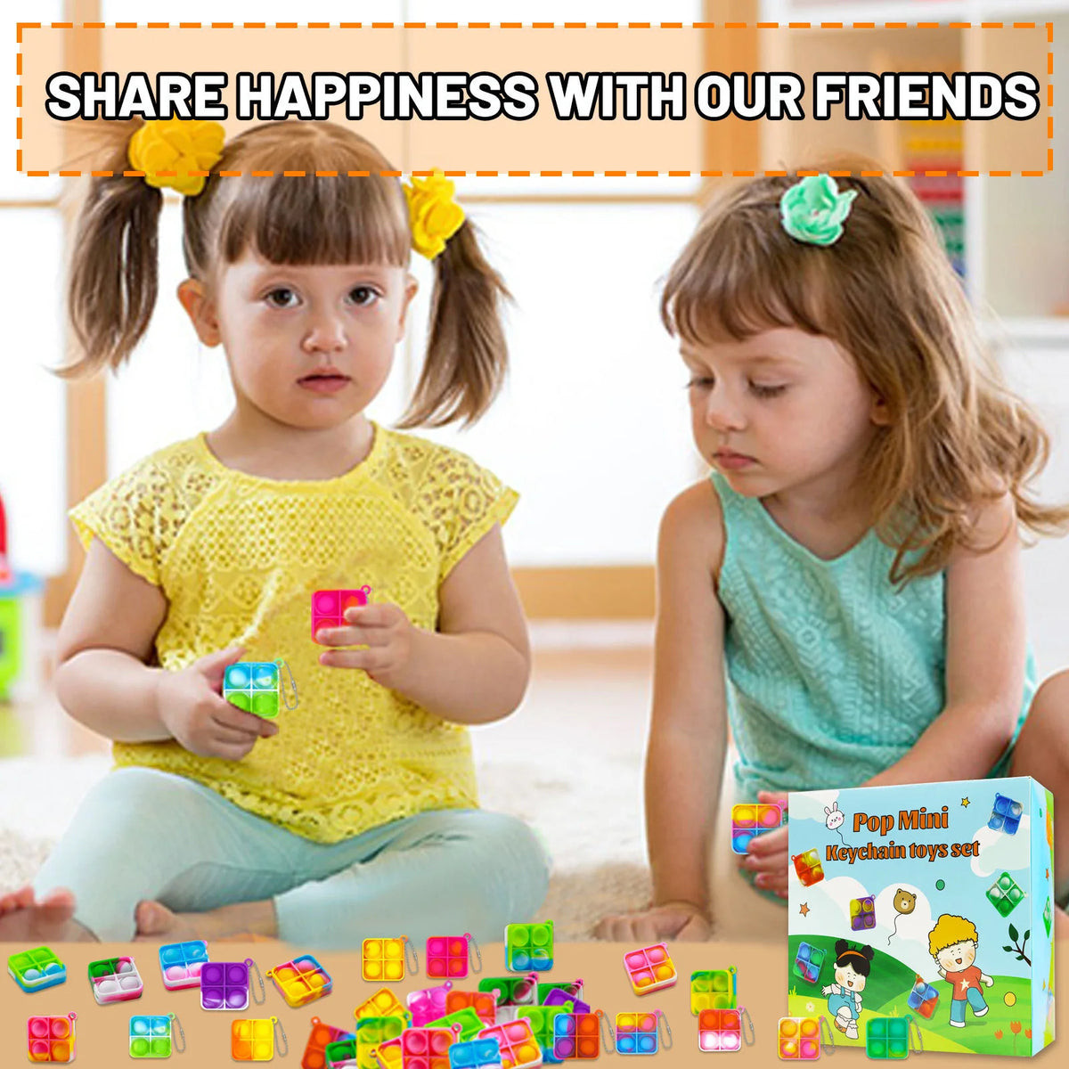 10-50pcs Mini Pop Keychain Toddler Sensory Fidget Toys Bulk Classroom Prizes Kids Birthday Party Favors Wedding Gift for Gues