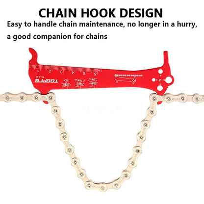 Bicycle Chain Wear Indicator Ruler Repair Tool Stainless Steel Mountain Road Bike Chain Gauge Measurement Checker Screw Diame