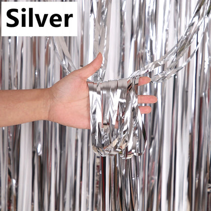 New 4/2/1Pack Party Backdrop Metallic Foil Fringe Tinsel Curtain Adult Kids Birthday Party Wedding Decoration Baby Shower Fav