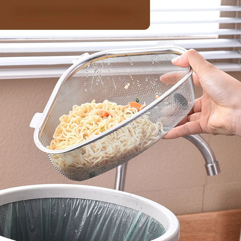 Kitchen Sink Drain Basket Stainless Steel Triangle Food Vegetables Peel Egg Filter Storage Organizer Kitchen Shelf Rack Drain