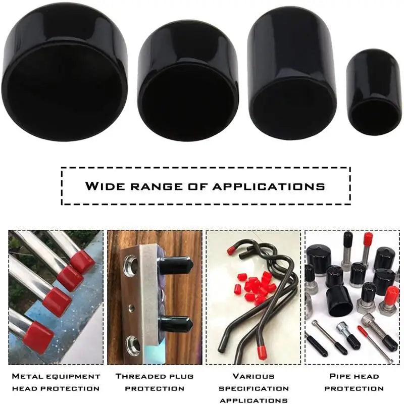 10-50pcs PVC Rubber End Caps, 3-25mm Threaded Pipe Caps, Steel Plastic Pipe Protector Tips, Assorted Size Kit