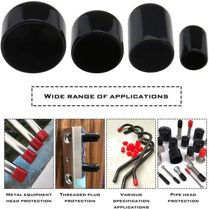 10-50pcs PVC Rubber End Caps, 3-25mm Threaded Pipe Caps, Steel Plastic Pipe Protector Tips, Assorted Size Kit