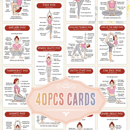 40pcs Yoga Poses Guide Cards,Step-By-Step Detailed Instruction Tool For Yoga,For Yoga Studios,Home Training,Gift Cards For Wo