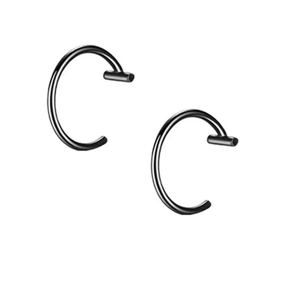 2PCS Trendy 10mm Stainless Steel Punk Clip on Fake Piercing Nose Wrap Lip Rings Unisex Nose Ring Women Men Tusk Body Jewelry 