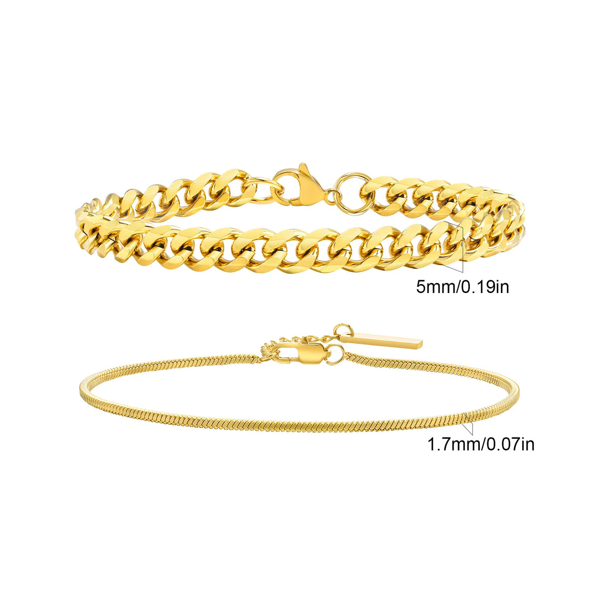 2pcs Men's Chain Bracelets,Stainless Steel Silver Gold Black Color Twist Rope Chain Wristband,Trendy Cuban Link Chains Gift -