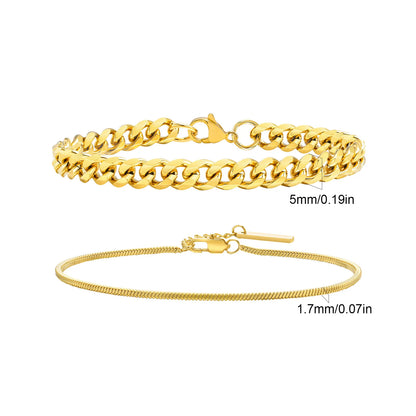 2pcs Men's Chain Bracelets,Stainless Steel Silver Gold Black Color Twist Rope Chain Wristband,Trendy Cuban Link Chains Gift -
