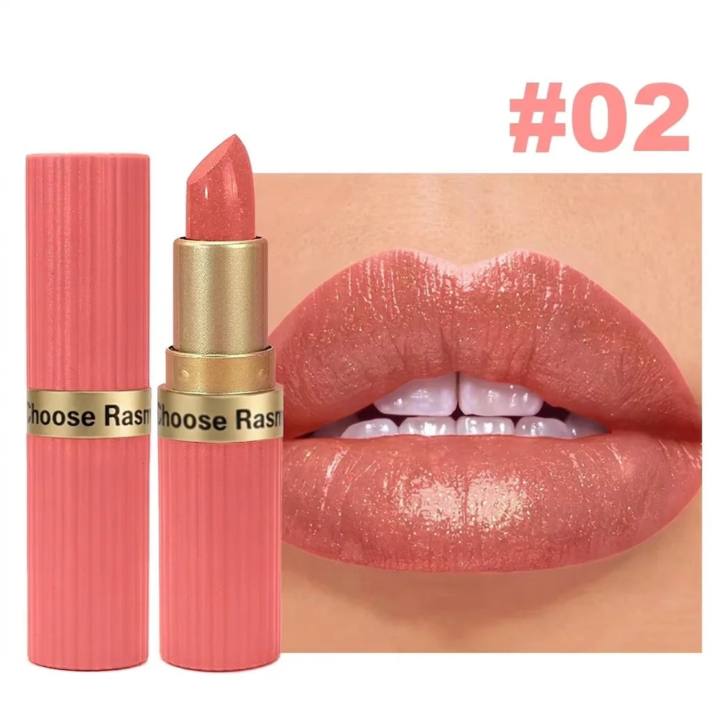 Pearlescent Pink Glitter Velvet Lipstick Metallic Waterproof Long Lasting Matte Shimmer Diamond Lipstick Women Makeup Cosmeti