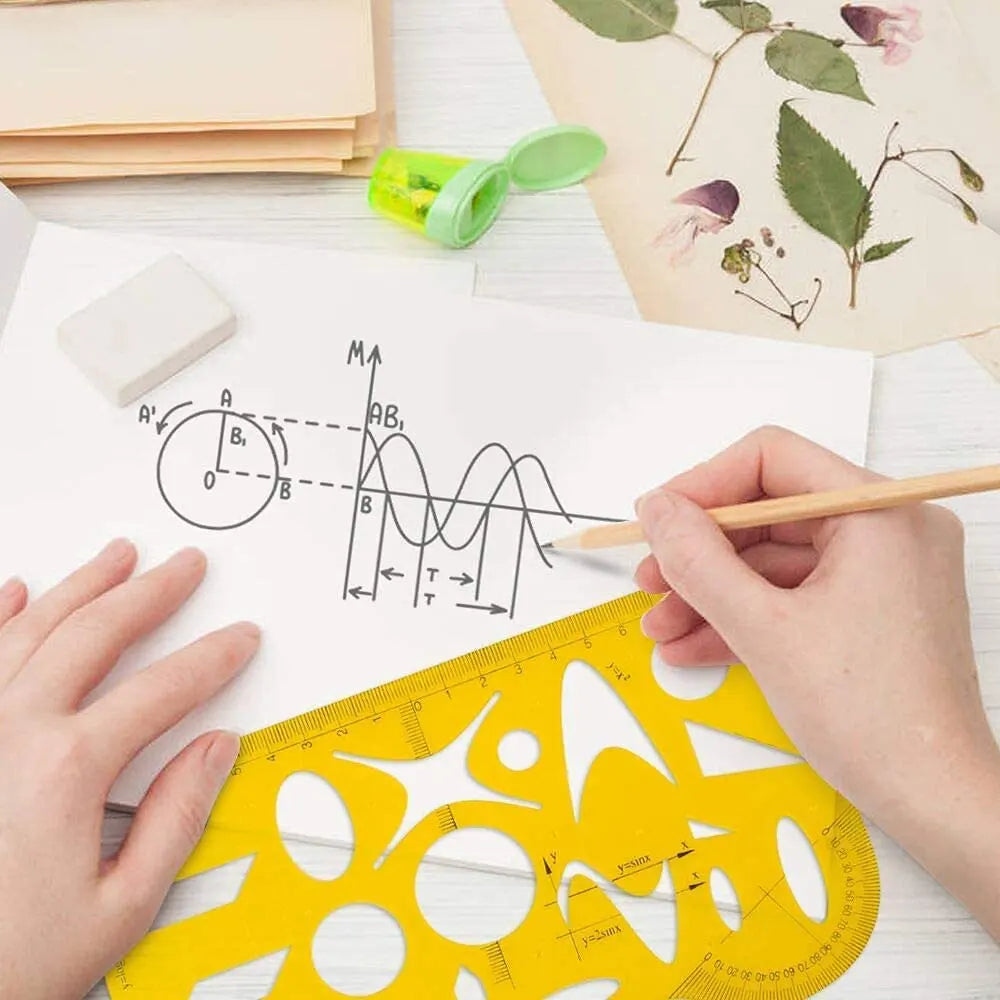 9-Pack Architectural Stencils, Technical Drawing Stencils, French Curve and Stencil Ruler Set, Student Office Drawing Stencil