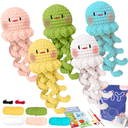 Crochet Kit for Beginners, DIY Animal Crochet Set, Easy Crochet Starter Kit, Step-by-Step Patterns, Fun Craft Project for Kid