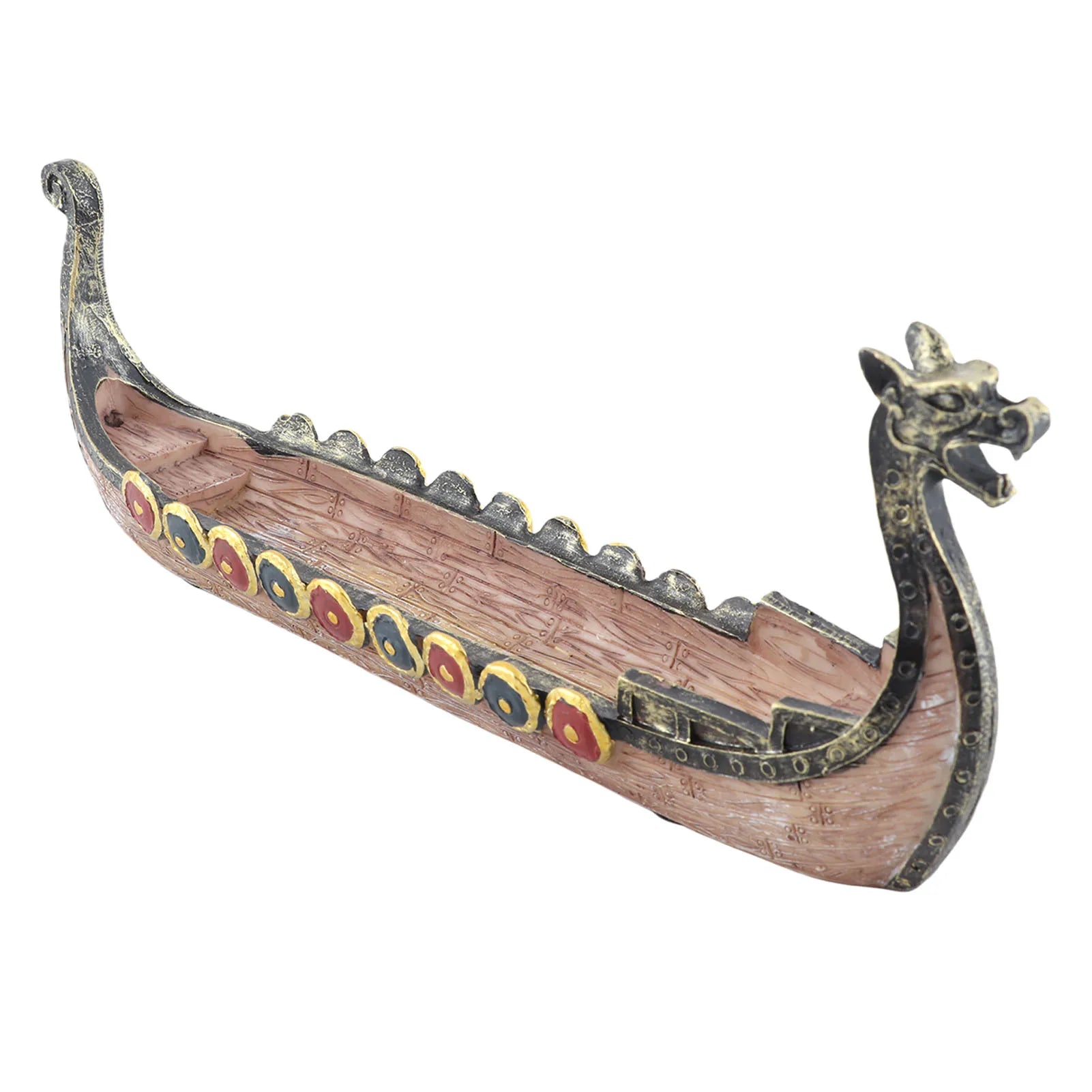 Vintage Viking Ship Resin Sculpture Craft, Exquisite Home Decor Ornament, Resin Viking Ship Aroma Diffuser - black