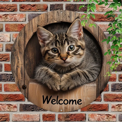 2D Graphic 2D Printed Wall Art - Cat Welcome Signs for Street, Courtyard, Shopping Center, Garage, Cafe, Family, Bar, Club, K
