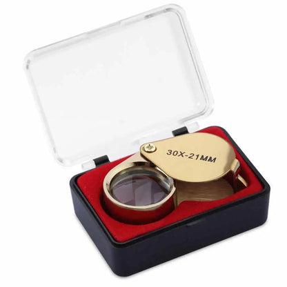 10-30X Pocket Loupe Magnifier Jewelry Magnifying Glass Foldable Diamond Lupa Triplet Jewelers Eye Glass Tool Reading Magnifie