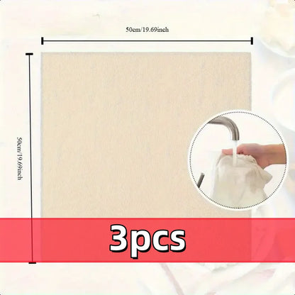 3pcs 100% Unbleached Cheese Cloths, 50.8x50.8cm Hemmed Edge, Reusable for Straining, Yogurt & More (Grade 100)