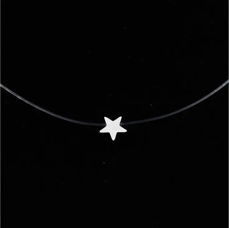 Fashion Shiny Crystal Necklace Zircon Pendant Transparent Fishing Line Invisible Ladies Necklace Jewelry Clavicle Chain Chock