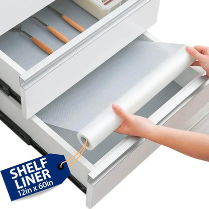 1 Roll Shelf Liner Drawer Liner for Kitchen Cabinets Non-Slip Easy Clean Kitchen Cabinet Liner, Cupboard Liner, Waterproof Ma