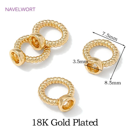 10/20Pcs 18K Gold Plated End Beads Tip,Brass End Caps For Jewelry Making,Connecting Rings For Jewelry,DIY Bracelets Accessori