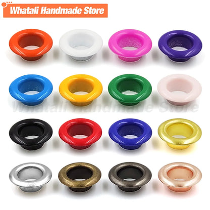100 Sets 4mm Metal Eyelets Grommet Ring With Washer Multicolor For Scrapbooking Shoes Belt Cap Bag Tags Clothes DIY Leathercr