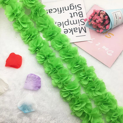 1 Yard Width 5cm 3D Chiffon Flowers Lace Trim Multicolor DIY Lace Ribbon Decor Clothes Accessories Craft Sewing Fabric Suppli