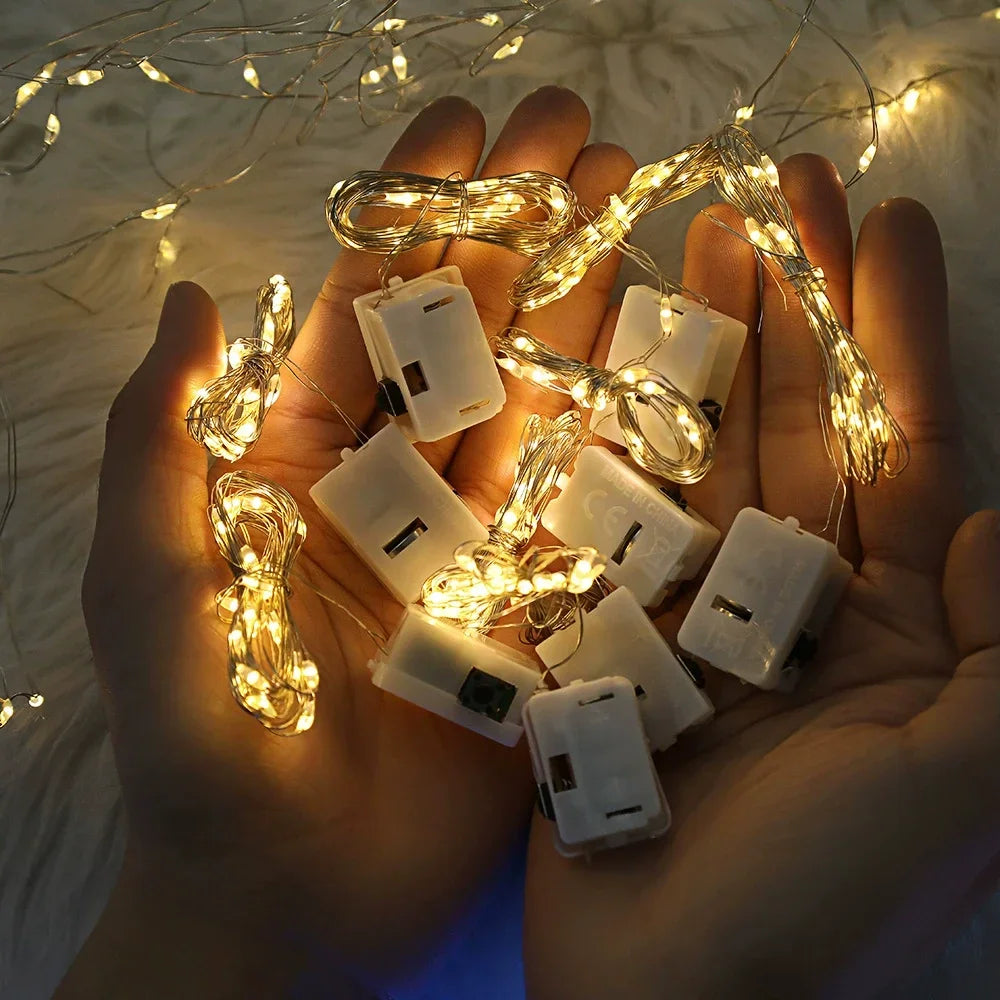 LED Fairy Lights Button Battery Light String Christmas Wedding New Year Bedroom Living Room Garden Decoration Garland - 50PCS