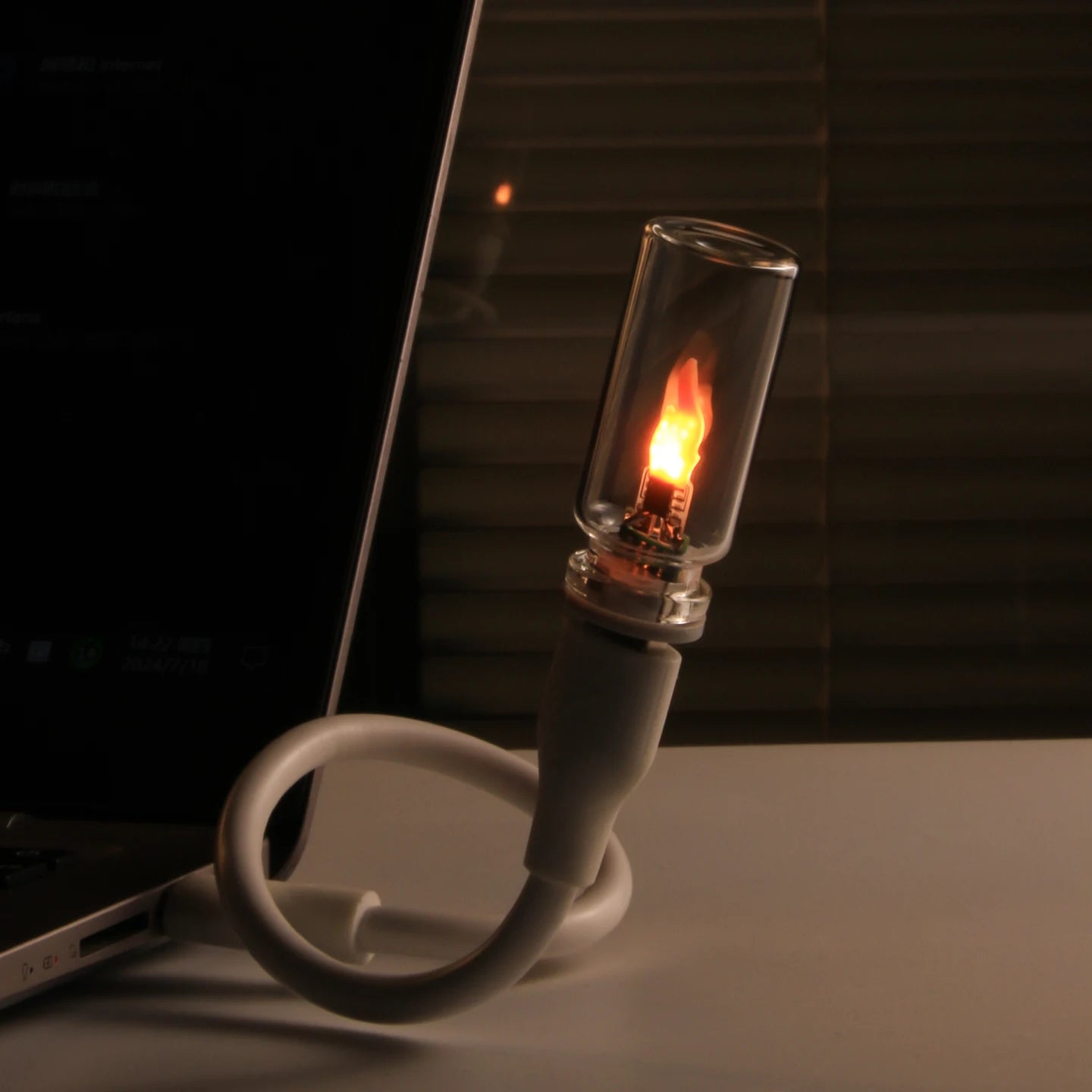 USB Flame Flickering LED Frosted Clear Glass Candle Night Light Simulated Flame