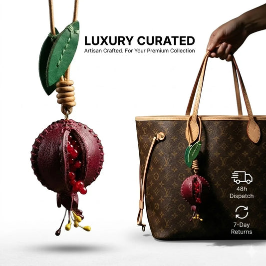 Handmade Vegetable Tanned Leather Pomegranate Keychain Fruit Bag Charm Cute Purse Pendant Car Mirror Accessories For Women Gi