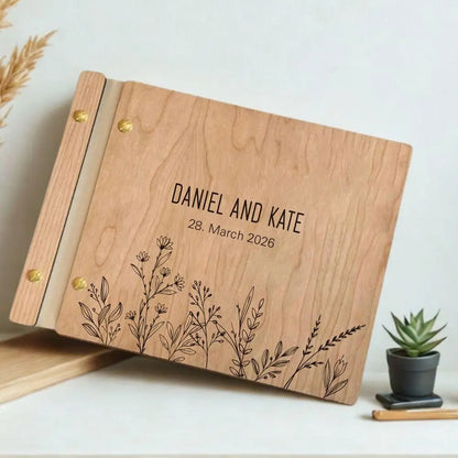 Custom Guest Book Wedding Wooden Memorial Book Mr & Mrs Signing Book Engagement Party Decor Personalized Gift Photo Album