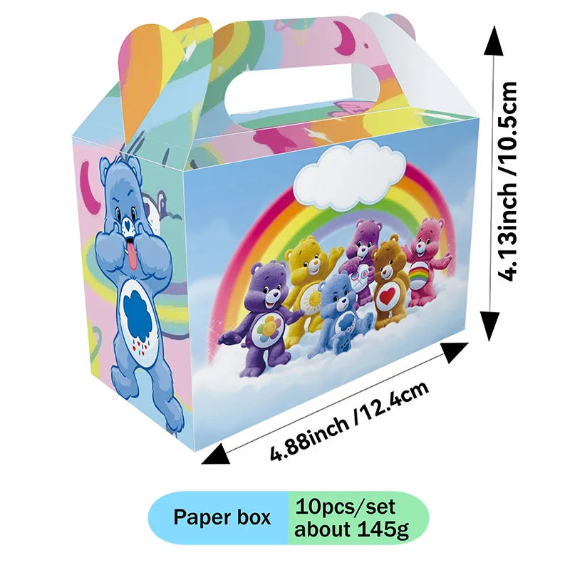 Care Bear Party Supplies Disposable Plate Napkin Tablecloth Cake Topper Gifts Bag Kids for Birthday Party Decorations Set Gif