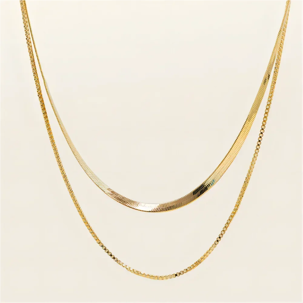 Mariasz Minimalist Snake Lariat Double Chain Necklace Bohemian Gold Color Collarbone Stainless Steel Choker Jewelry for Women