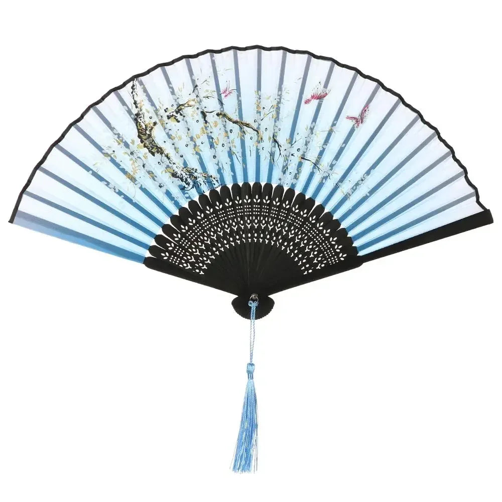 Retro Flower Pattern Home Decoration Elegent Bamboo Folding Fan Chinese Style Painting Handheld Fan Dance Performance Props -