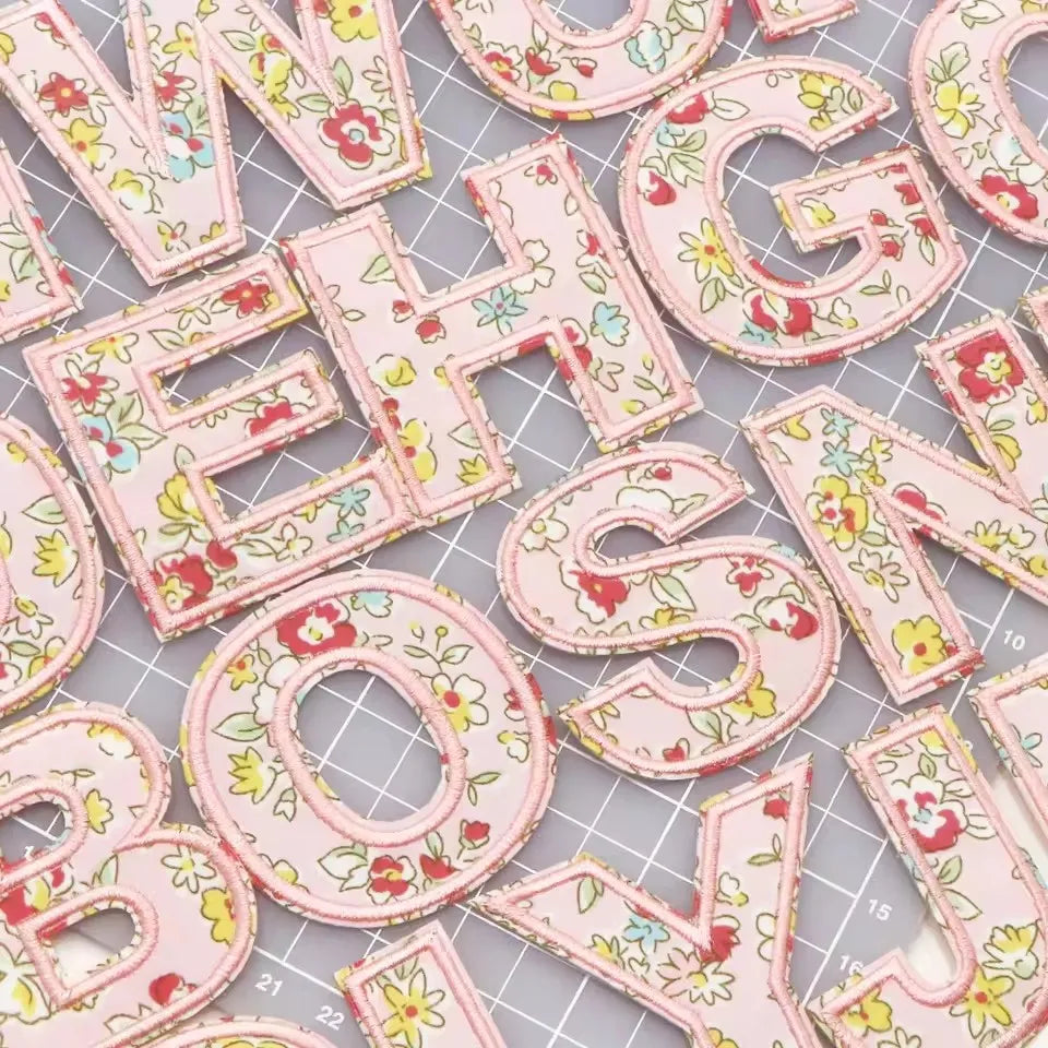 New 3color Iron on Letters for Clothing Flower Embroidery Varsity Alphabet Decor Repair Patches Ironed Adhesive for Hats Shoe