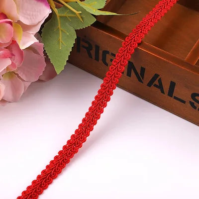 2 Yards Lace Trim Ribbon Centipede Braided Lace DIY Craft Sewing Accessories Wedding Decoration Fabric Curve Lace - red