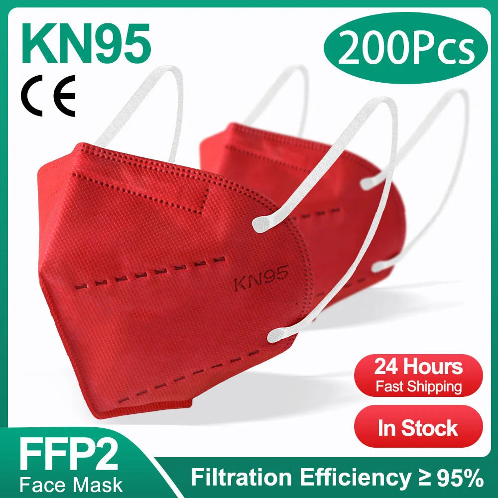 10-200Pcs FFP2 Masks kn95 Mascarillas KN95 Face Mask Filter 5Layers mascarillas quirurgicas homologadas Reusable Black FFP2 M