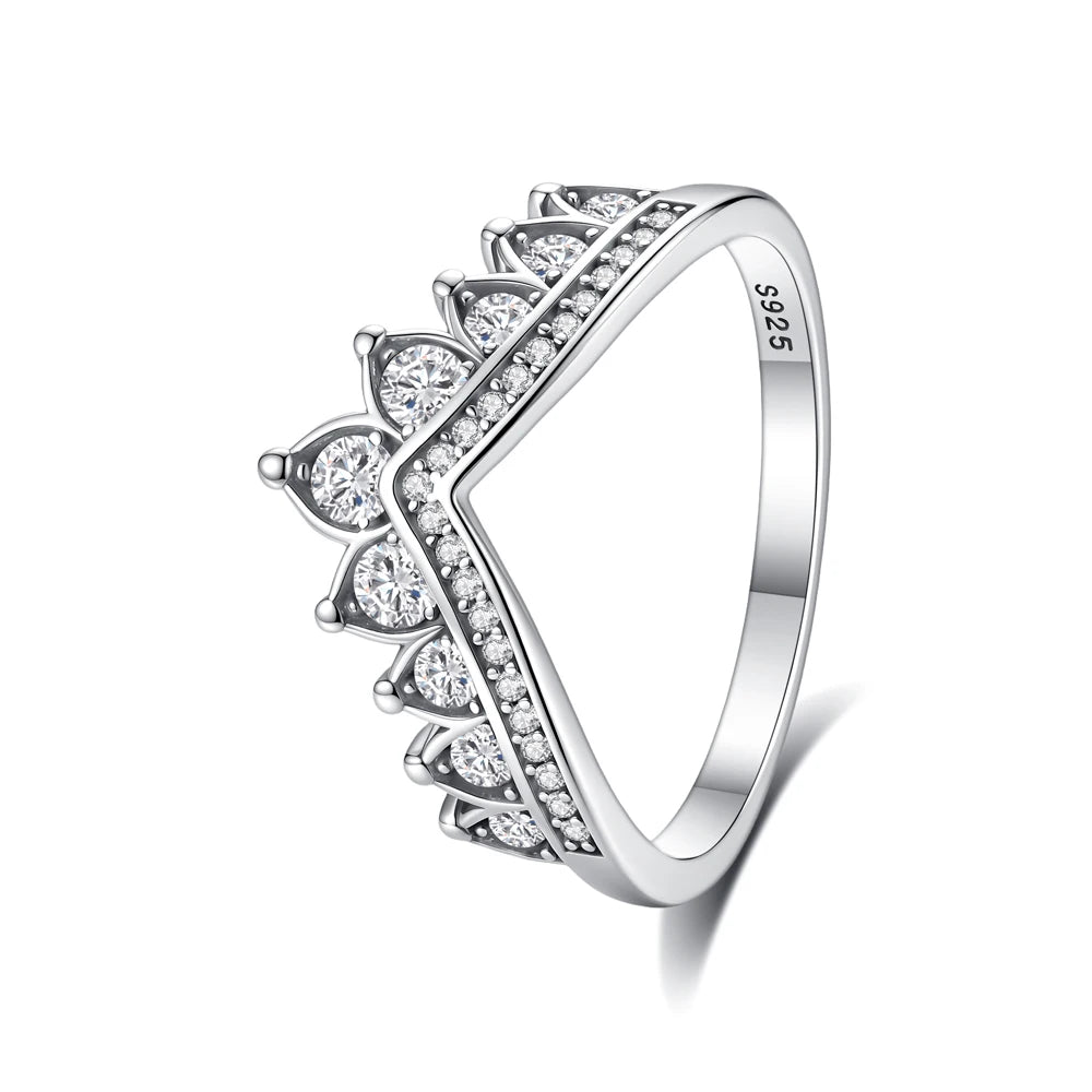 Original 925 Sterling Silver Ring Love Heart Pave CZ Crystal Stackable Rings For Women Wedding Engagement Birthday Gift Jewel