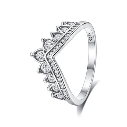 Original 925 Sterling Silver Ring Love Heart Pave CZ Crystal Stackable Rings For Women Wedding Engagement Birthday Gift Jewel