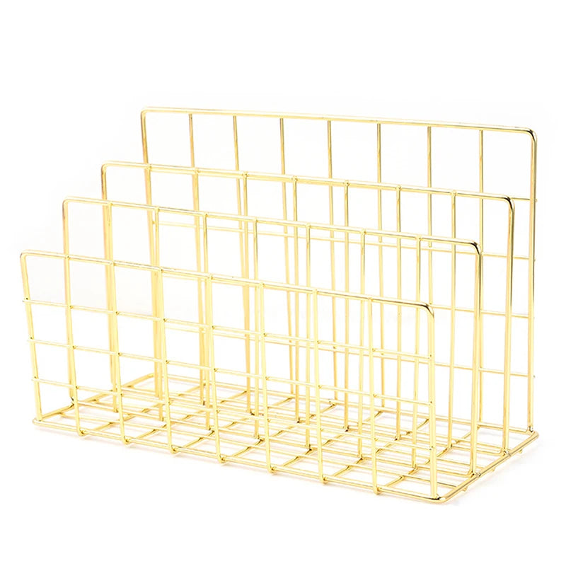 Ins Minimalist Iron Desktop Storage Rack Organizer Table Organizing Rack Document Book Rack Desk Multi-functional Storage Rac