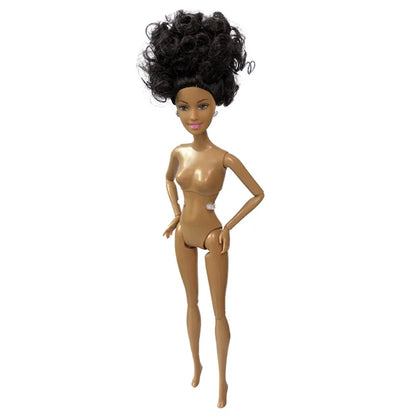 30cm Height Black Dolls Multi-jointed Black Skin African Dolls with Black Hair for Girls Diy Dress Up Toys