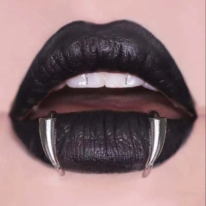 1pair Stainless Steel Personalised Sharp Teeth Fake Piercing Lip Ring Punk Exaggerated Jewelry for Women Gothic Body Jewelry