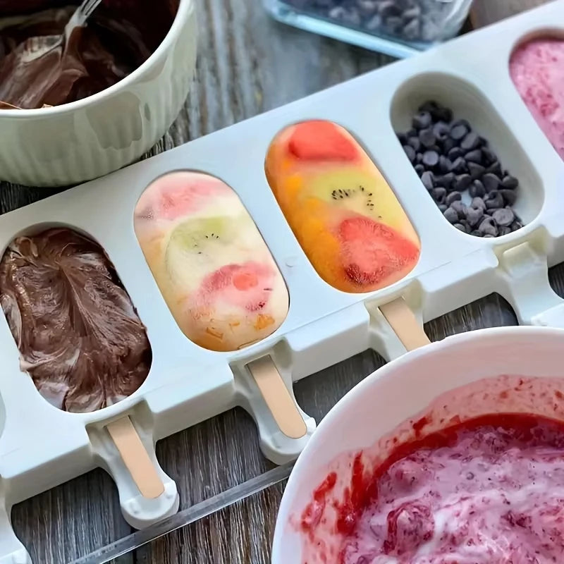 Silicone Ice Cream Popsicle Mold Combination With Ice Cream Stick DIY Chocolate Dessert Maker Ice Cube Tray Mold Homemade Too
