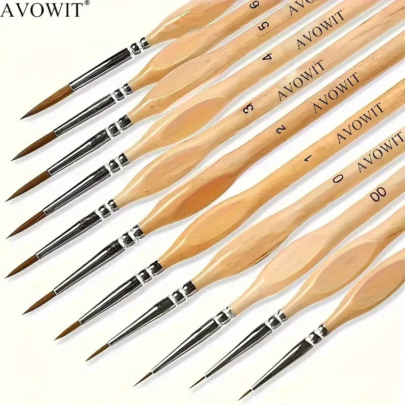 11pcs Detail Brush Set, Triangle Handle Micro Brush, Acrylic Painting Art Brush, Model Oil Painting, Digital Painting Set - 1