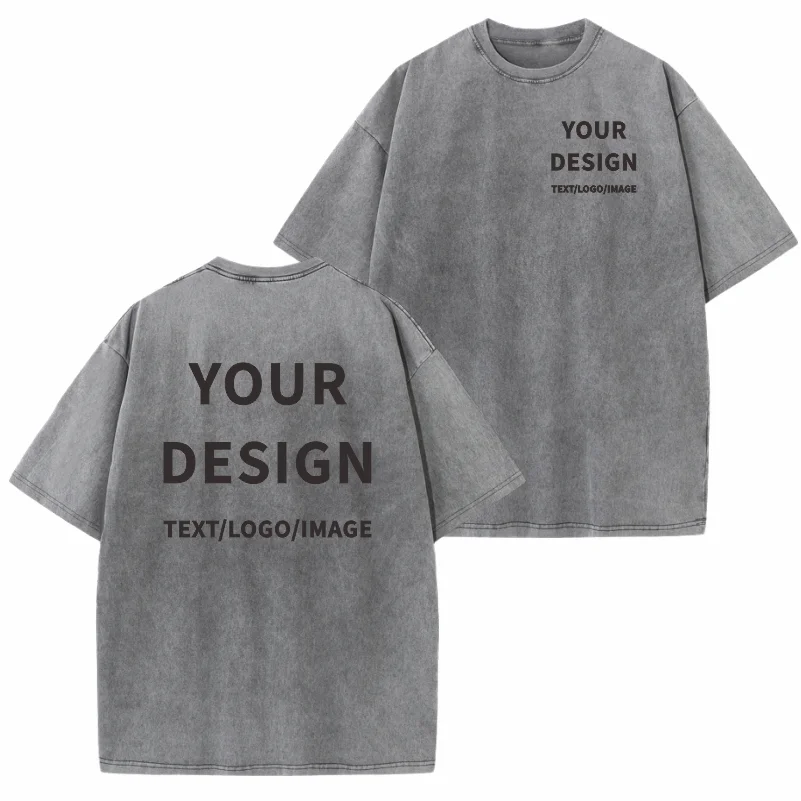 100% Cotton T-shirt Custom Logo Street Trend Short Sleeve T-shirt Embroidery Design European American Size Tops Printing Patt