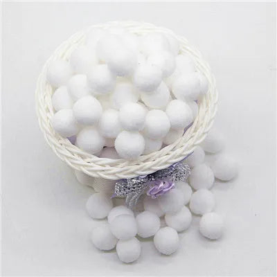 White Pompom 8mm 10mm 15mm 20mm 30mm 40mm Pom Poms Ponpon Crafts Supplies DIY for Kids Garment Sewing Home Wedding Decoration