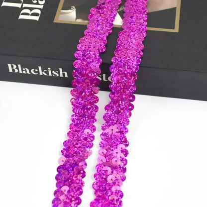 2-20M 2cm Sequin Lace Fabric Elastic Band for Dance Dress Decor Laces Trims Stetch Tape Clothing Trimming Ribbon DIY Accessor