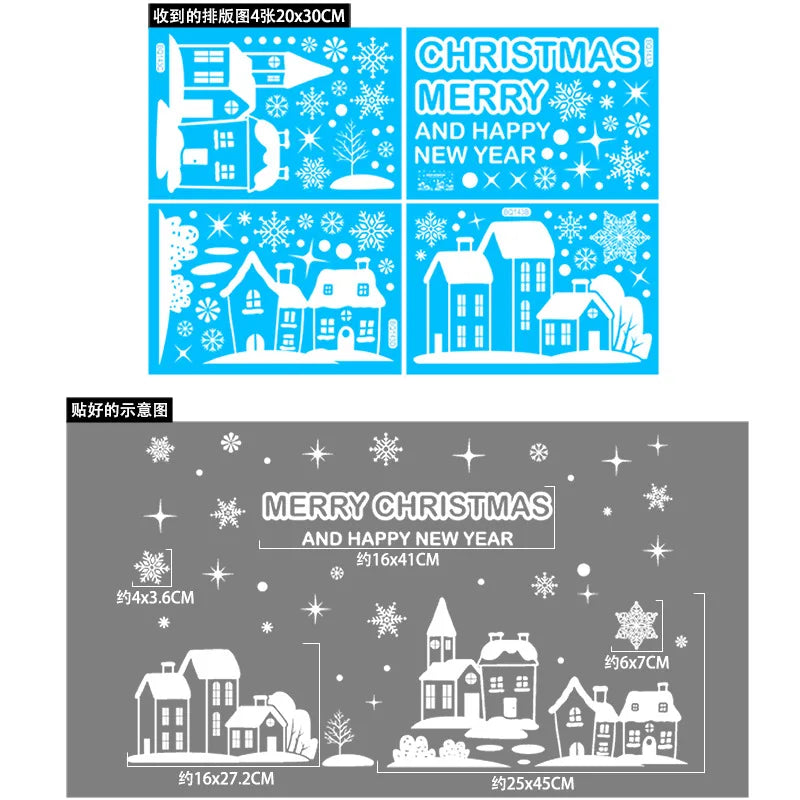 Window Stickers Christmas Decoration for Home New Year Santa Wall Sticker Navidad Gift Festival Party Xmas Window Decor Decal