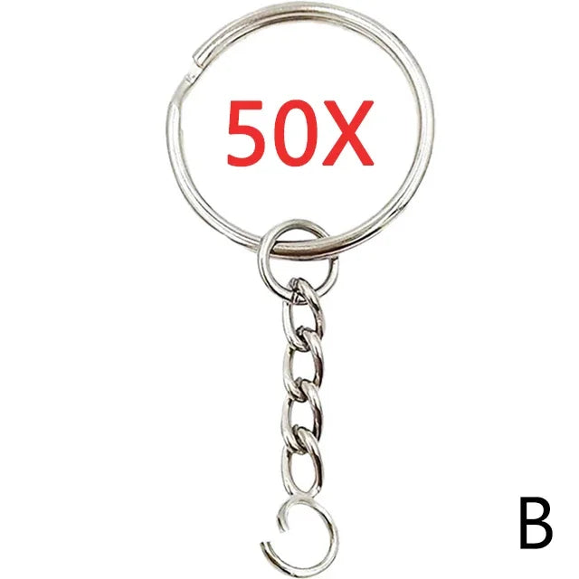30mm/25mm/20mm Metal Key Rings Keychain Sets Keyfob Anti-rust KeyRings Key Chains Car Key Pendant Split - 50pcs Type B