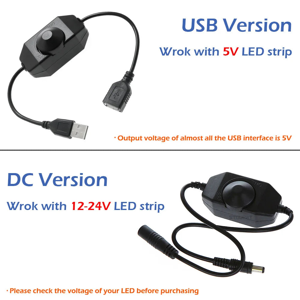 Touch / Knob / Button Switch Dimmer Brightness Adjust for 3528 5050 COB LED Strip Light DC 12V 24V USB 5V Stepless Dimming