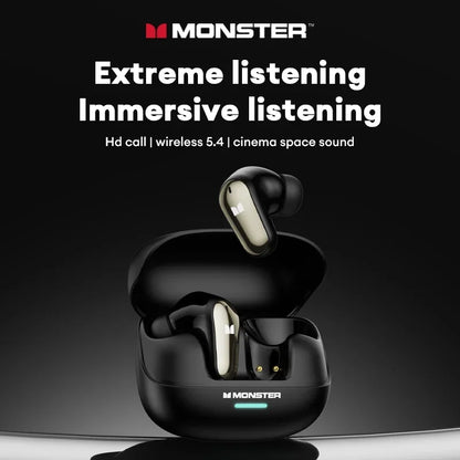 Monster MQT52 Gaming Headset TWS Wireless Bluetooth 5.4 HIFI Stereo Sound Earphones Talking Noise Canceling Earbuds with Mic