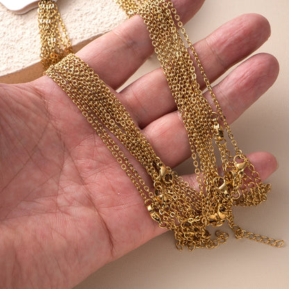 10pcs 45+5cm Gold Stainless Steel Link Cable Chain Necklace with Lobster Clasps for Men & Women Fashion Jewelry Gifts Making