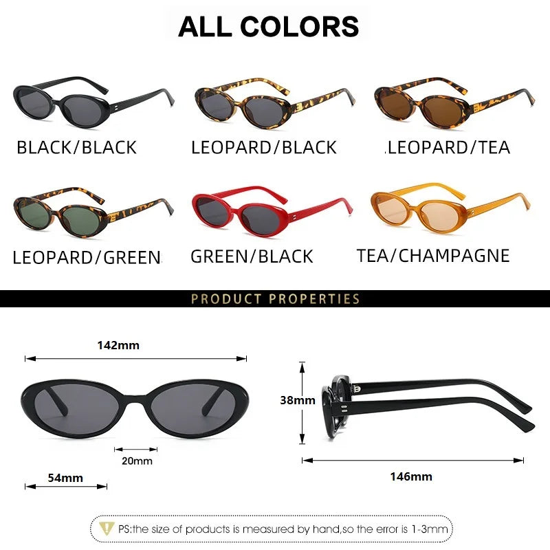 Small Oval Sunglasses for Women's Vintage Design Sun Glasses Shades Female Sexy Retro Punk Men Sunglass Outdoor Trendy Eyewea