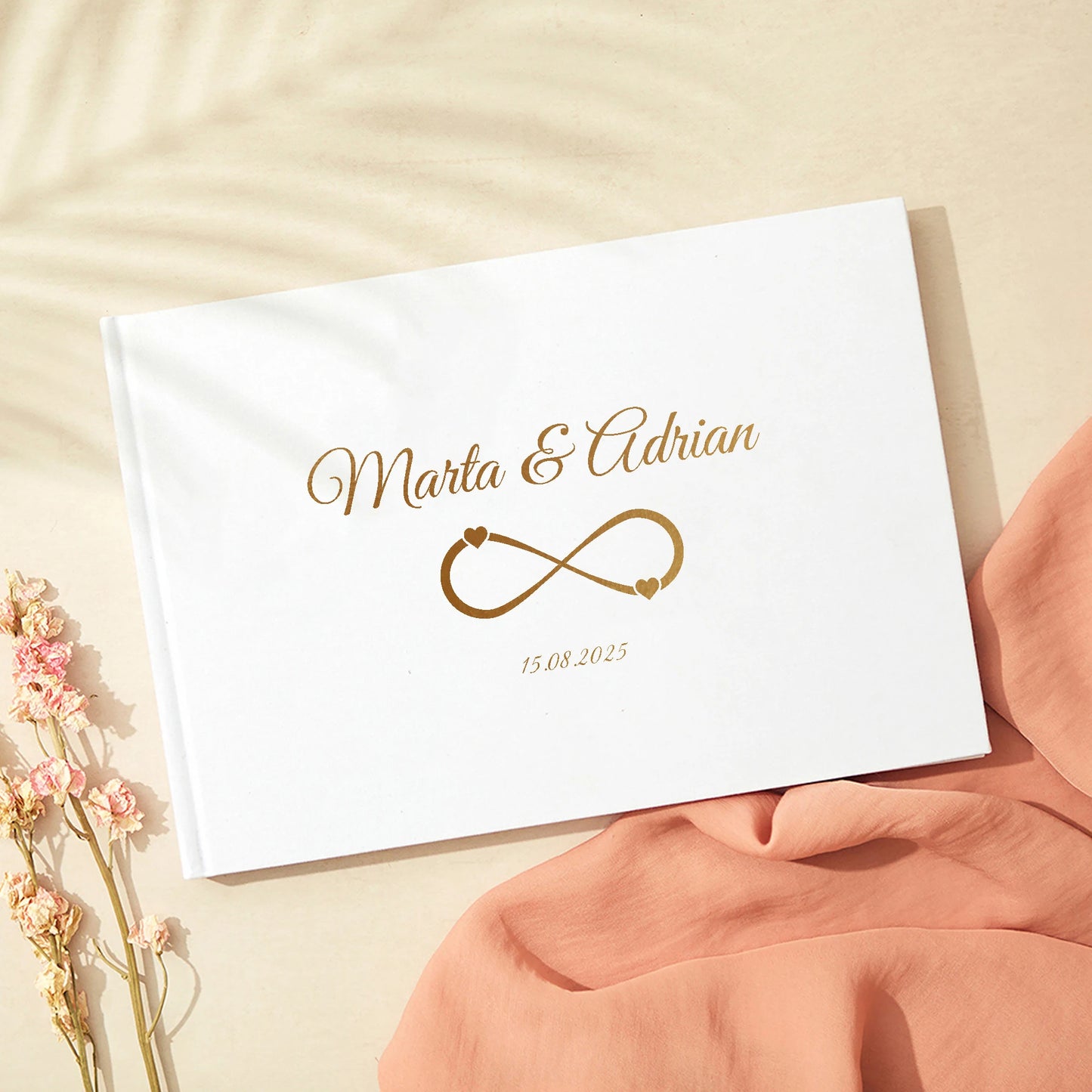 Personalized Guest Book for Wedding Noble Message Photo Album Simple Elegant Horizontal Wedding Reception Signing Book Party 